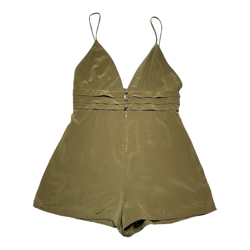 Stone Cold Fox Silk Olive Green Cami Romper Size 2/Medium